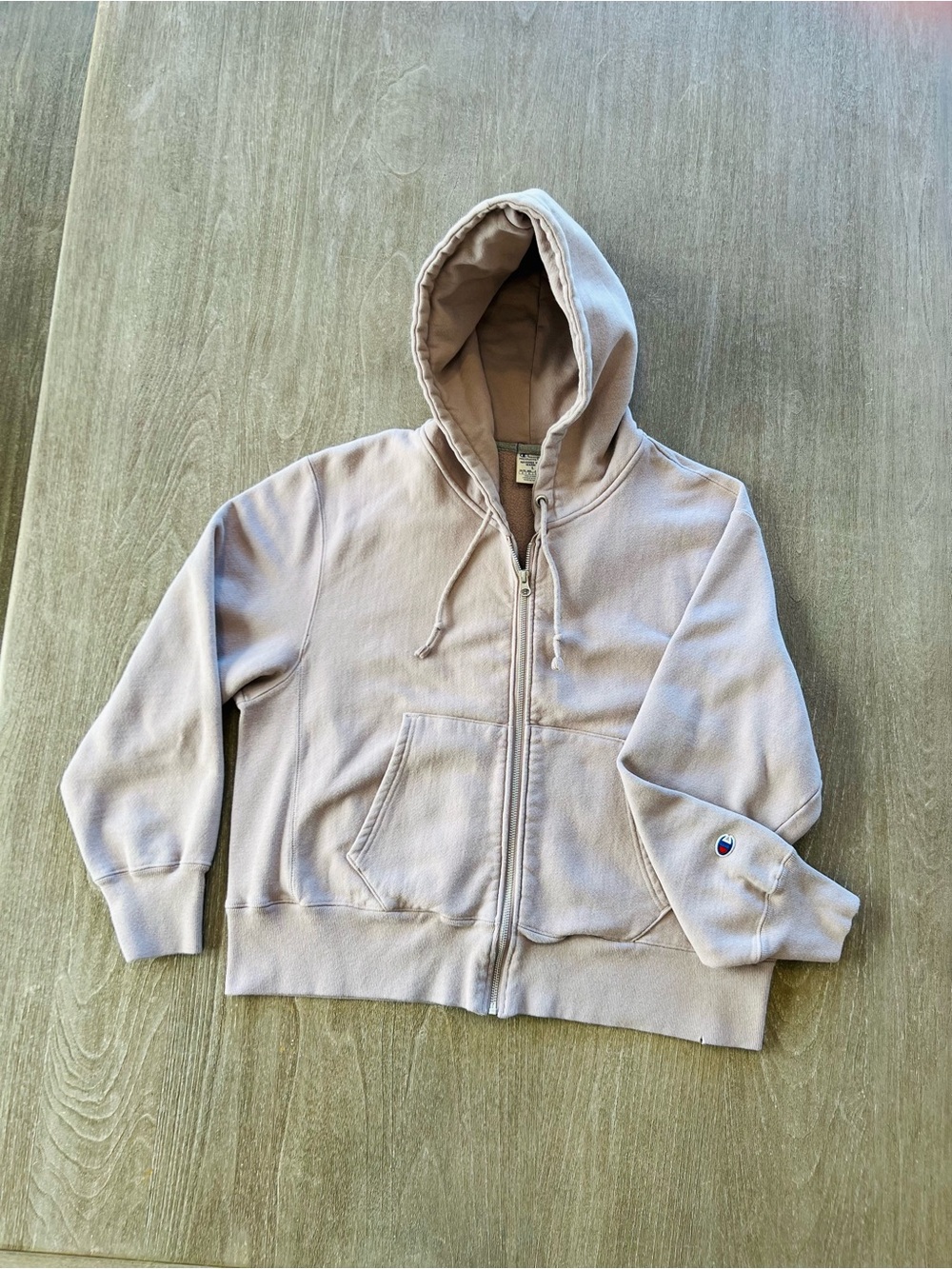 Champion Reverse Weave Zip-Up Hoodie in Washed Evening Blush